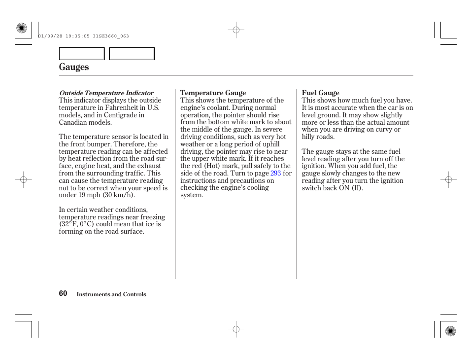 Gauges | Acura 2002 RL - Owner's Manual User Manual | Page 63 / 343