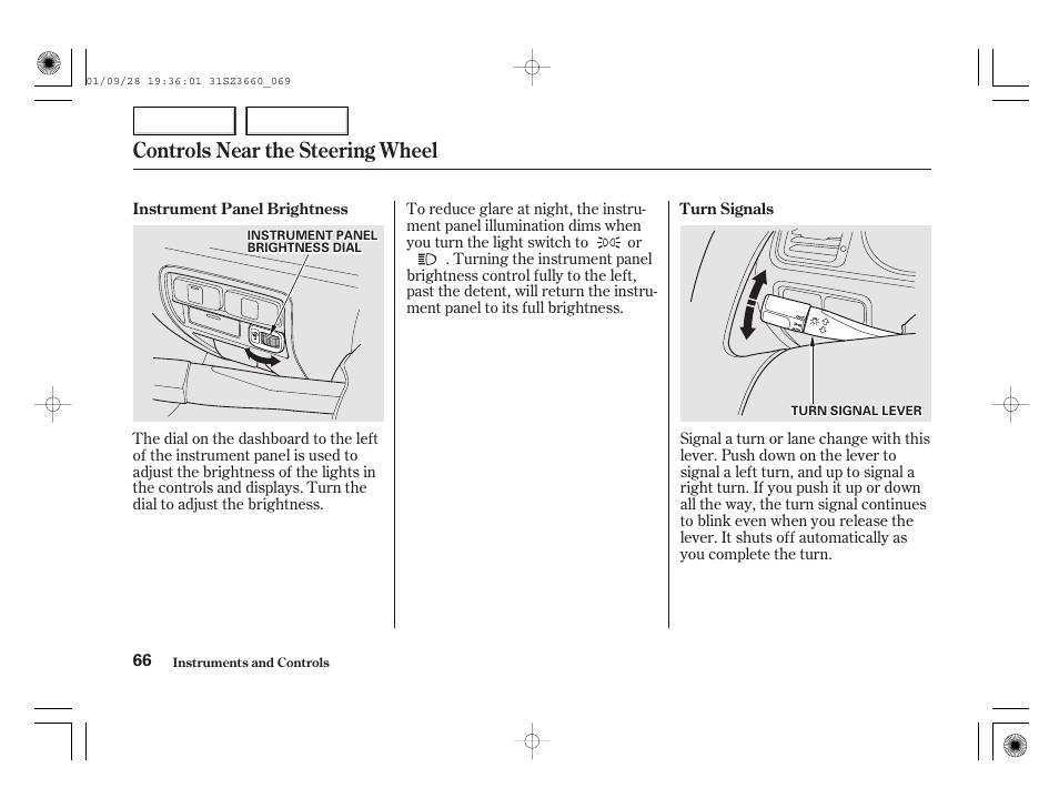 Controls near the steering wheel | Acura 2002 RL - Owner's Manual User Manual | Page 69 / 343