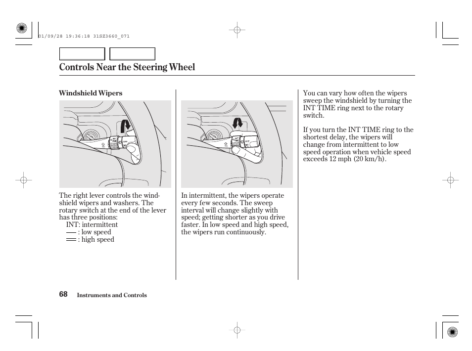 Controls near the steering wheel | Acura 2002 RL - Owner's Manual User Manual | Page 71 / 343