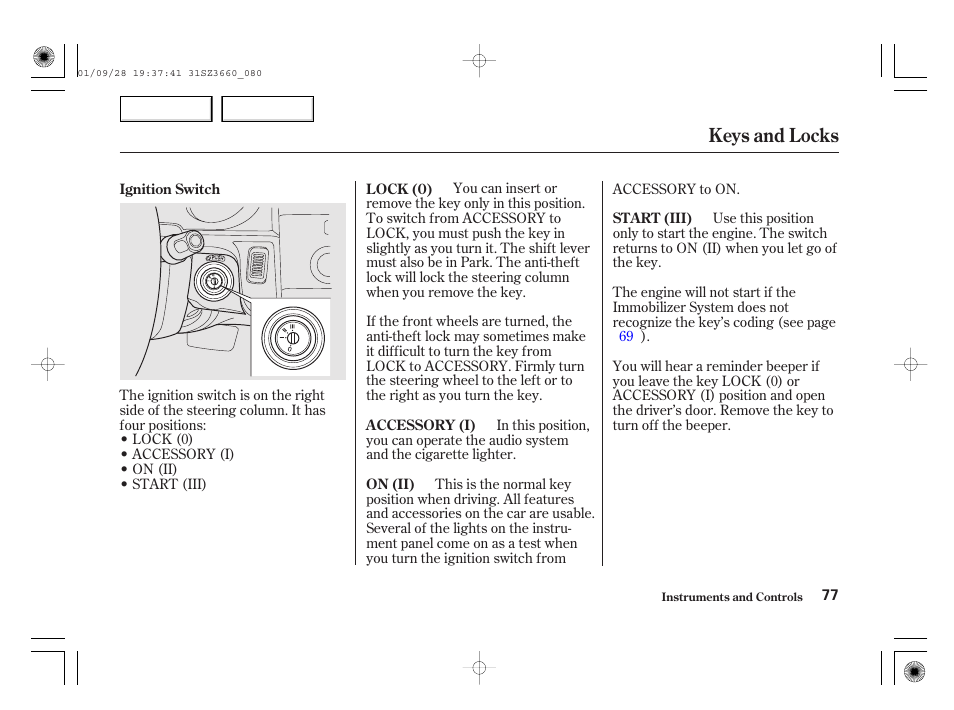 Keys and locks | Acura 2002 RL - Owner's Manual User Manual | Page 80 / 343