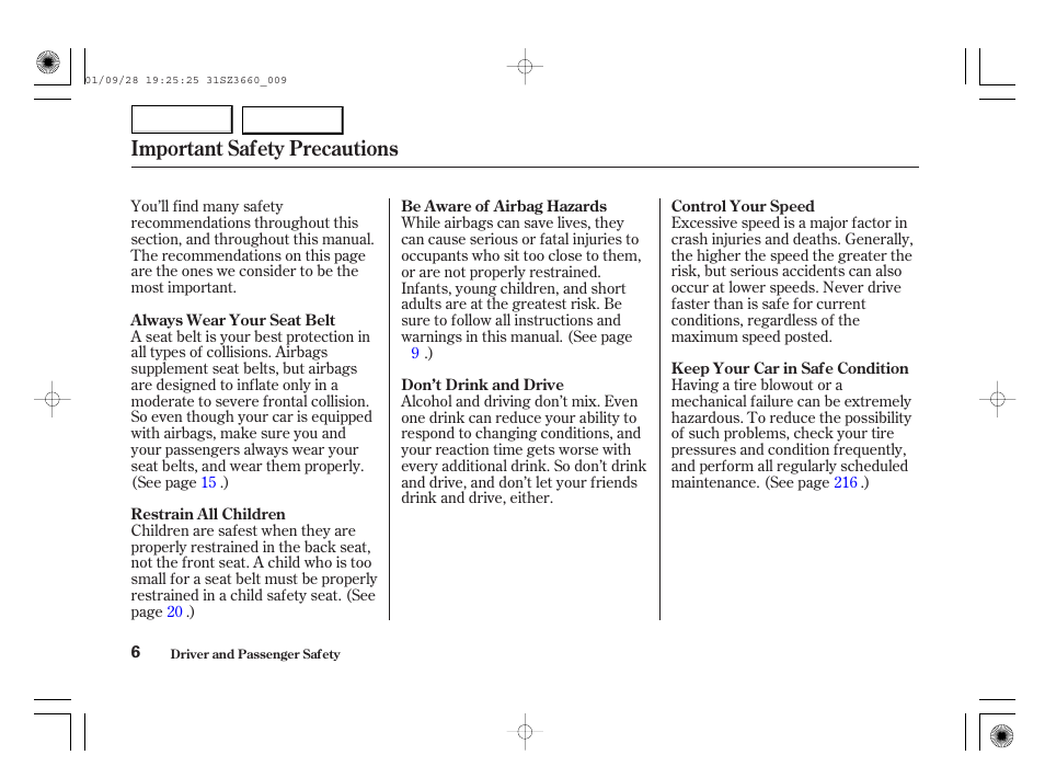 Important safety precautions | Acura 2002 RL - Owner's Manual User Manual | Page 9 / 343