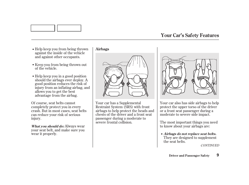 Your car’s safety features | Acura 2002 TL - Owner's Manual User Manual | Page 12 / 339