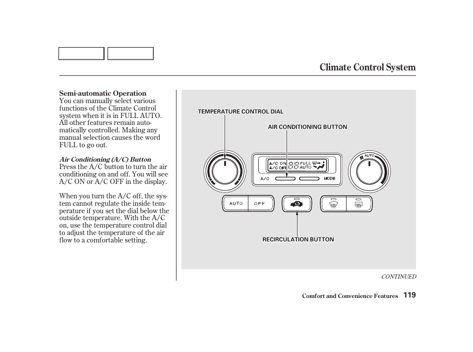 Climate control system | Acura 2002 TL - Owner's Manual User Manual | Page 122 / 339