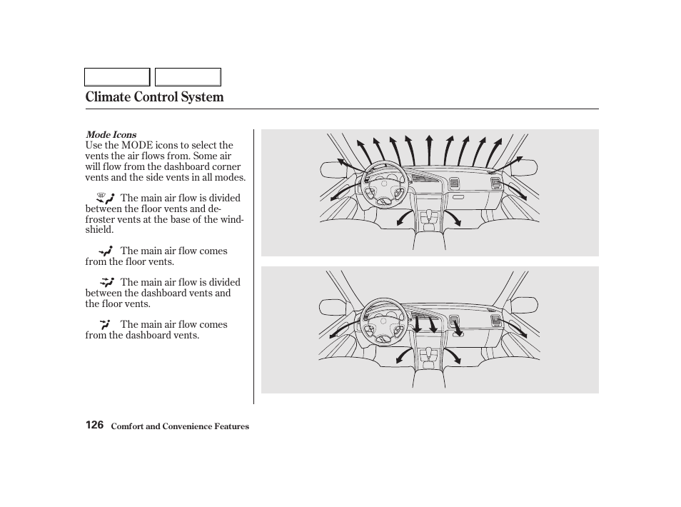 Climate control system | Acura 2002 TL - Owner's Manual User Manual | Page 129 / 339