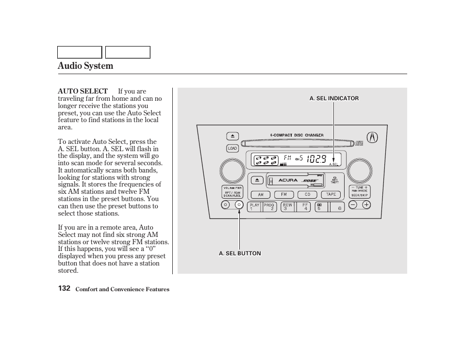 Audio system | Acura 2002 TL - Owner's Manual User Manual | Page 135 / 339