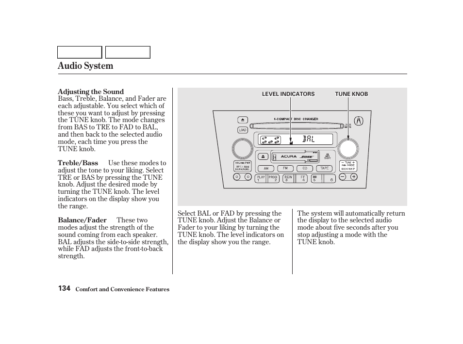 Audio system | Acura 2002 TL - Owner's Manual User Manual | Page 137 / 339