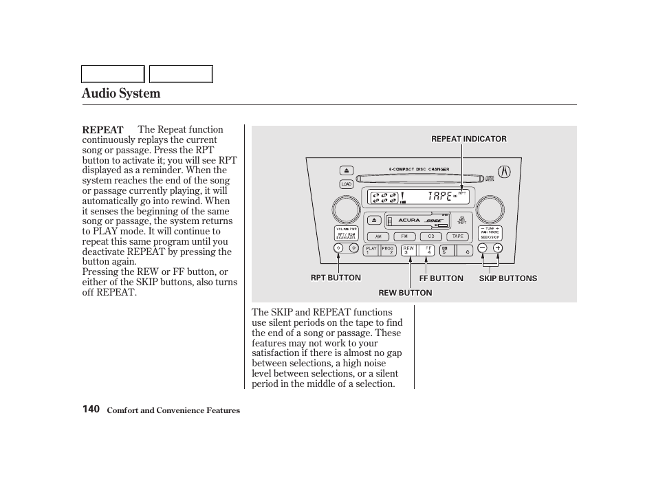 Audio system | Acura 2002 TL - Owner's Manual User Manual | Page 143 / 339