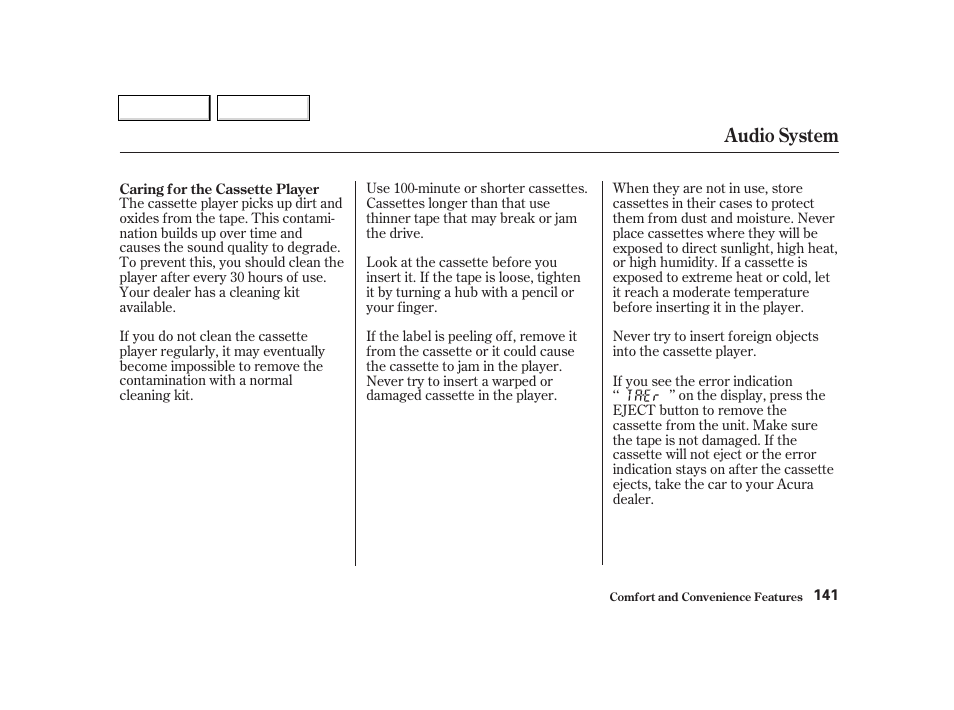 Audio system | Acura 2002 TL - Owner's Manual User Manual | Page 144 / 339