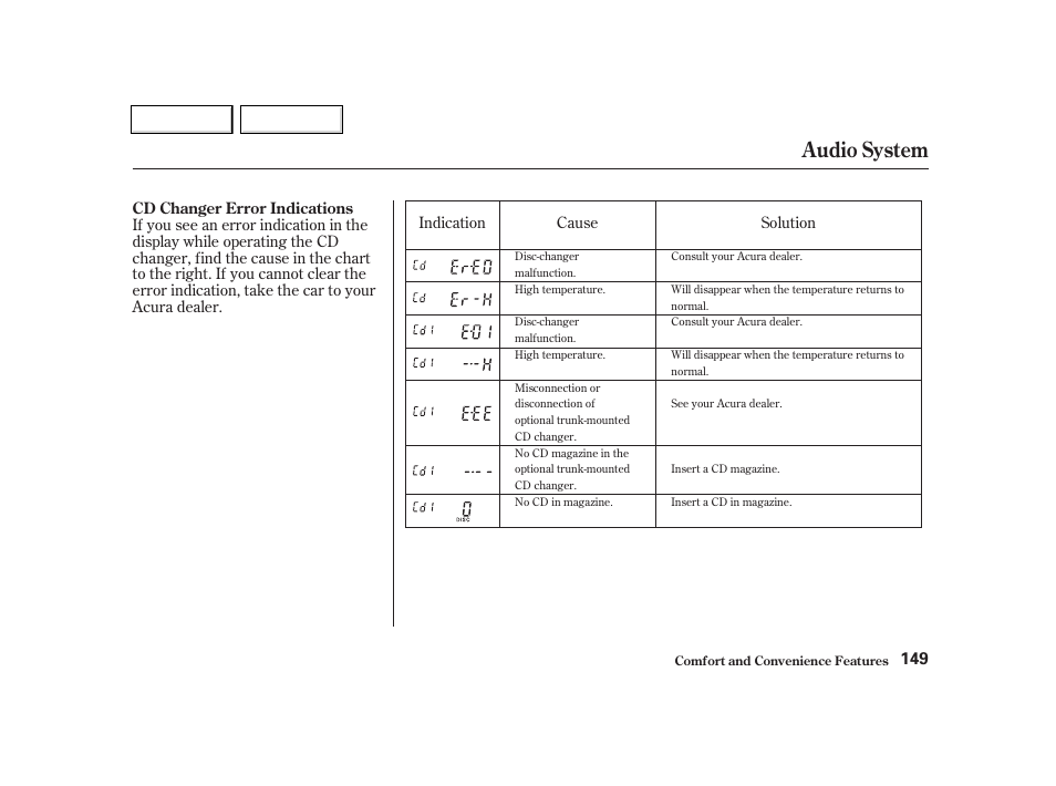 Audio system | Acura 2002 TL - Owner's Manual User Manual | Page 152 / 339