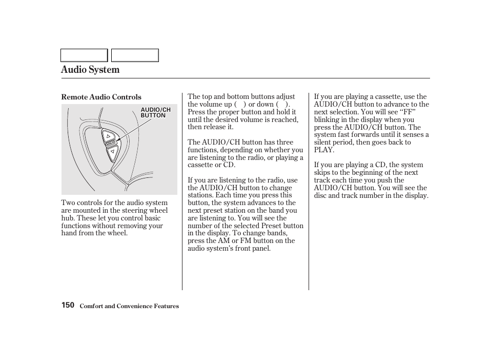 Audio system | Acura 2002 TL - Owner's Manual User Manual | Page 153 / 339