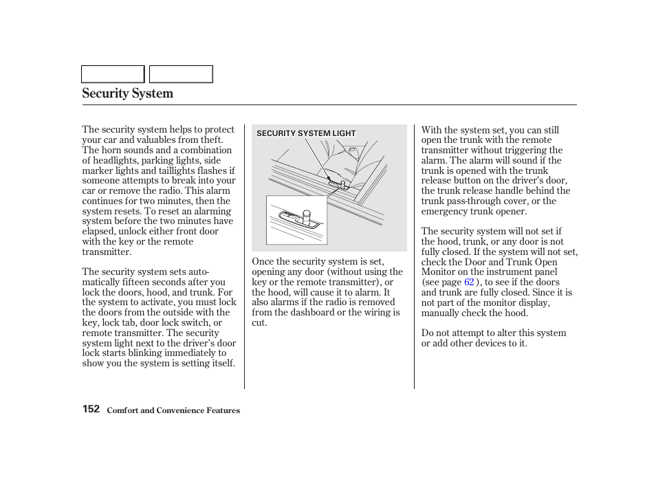 Security system | Acura 2002 TL - Owner's Manual User Manual | Page 155 / 339