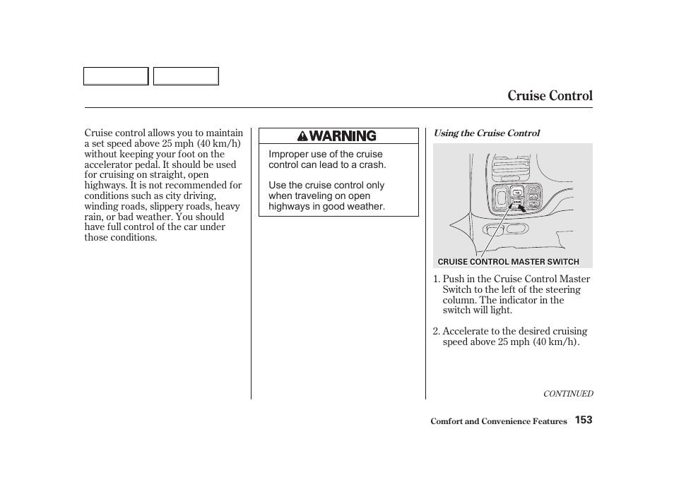 Cruise control | Acura 2002 TL - Owner's Manual User Manual | Page 156 / 339