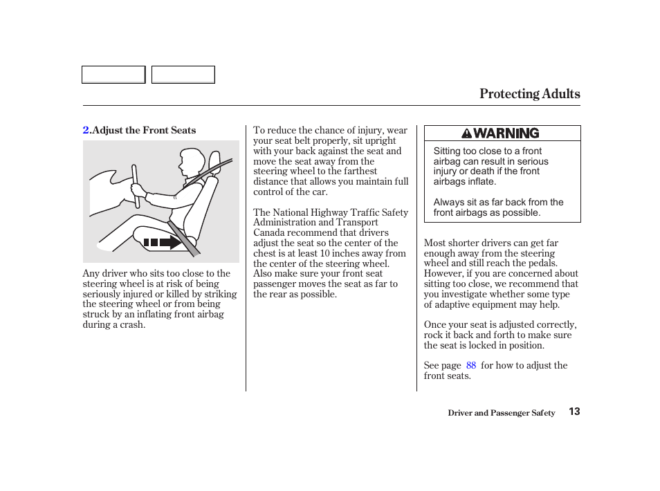 Protecting adults | Acura 2002 TL - Owner's Manual User Manual | Page 16 / 339