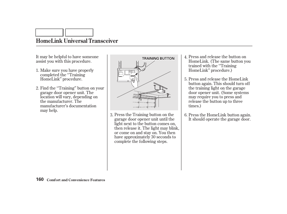 Homelink universal transceiver | Acura 2002 TL - Owner's Manual User Manual | Page 163 / 339