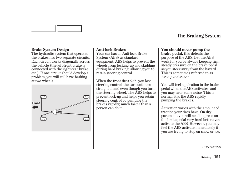 The braking system | Acura 2002 TL - Owner's Manual User Manual | Page 194 / 339