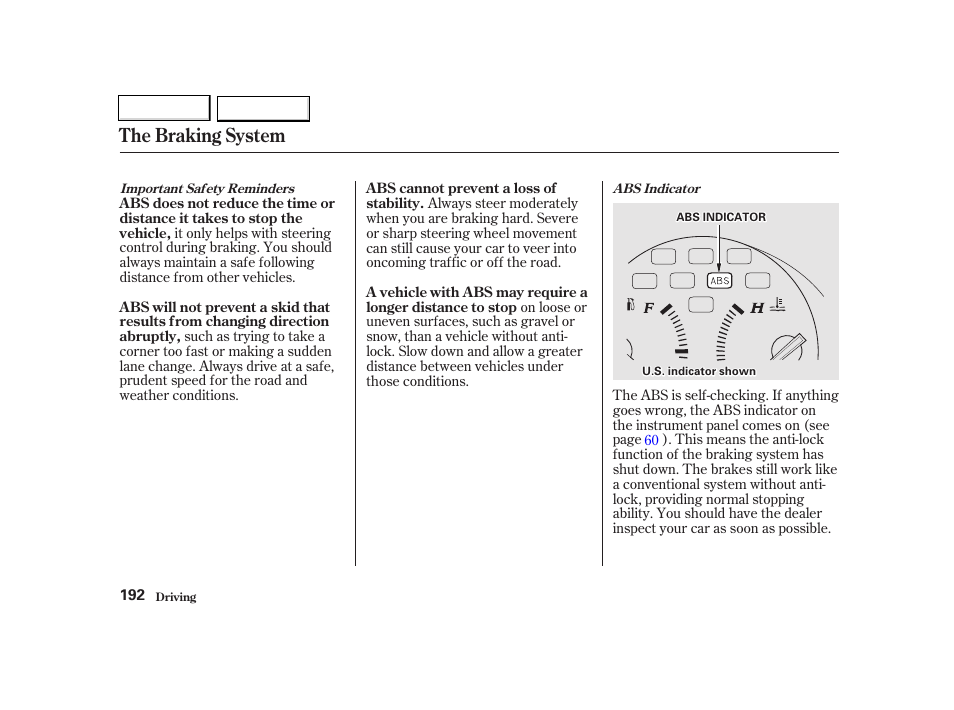 The braking system | Acura 2002 TL - Owner's Manual User Manual | Page 195 / 339