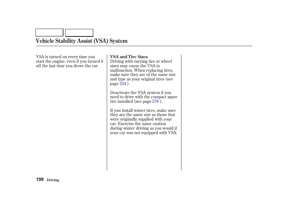 Vehicle stability assist (vsa) system | Acura 2002 TL - Owner's Manual User Manual | Page 201 / 339