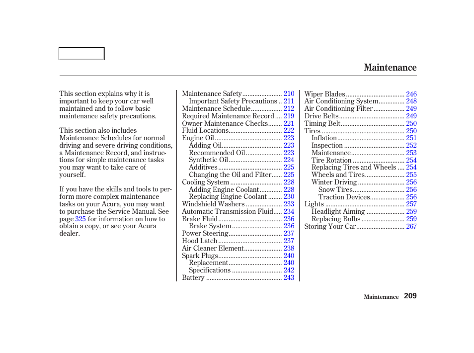 Maintenance | Acura 2002 TL - Owner's Manual User Manual | Page 212 / 339