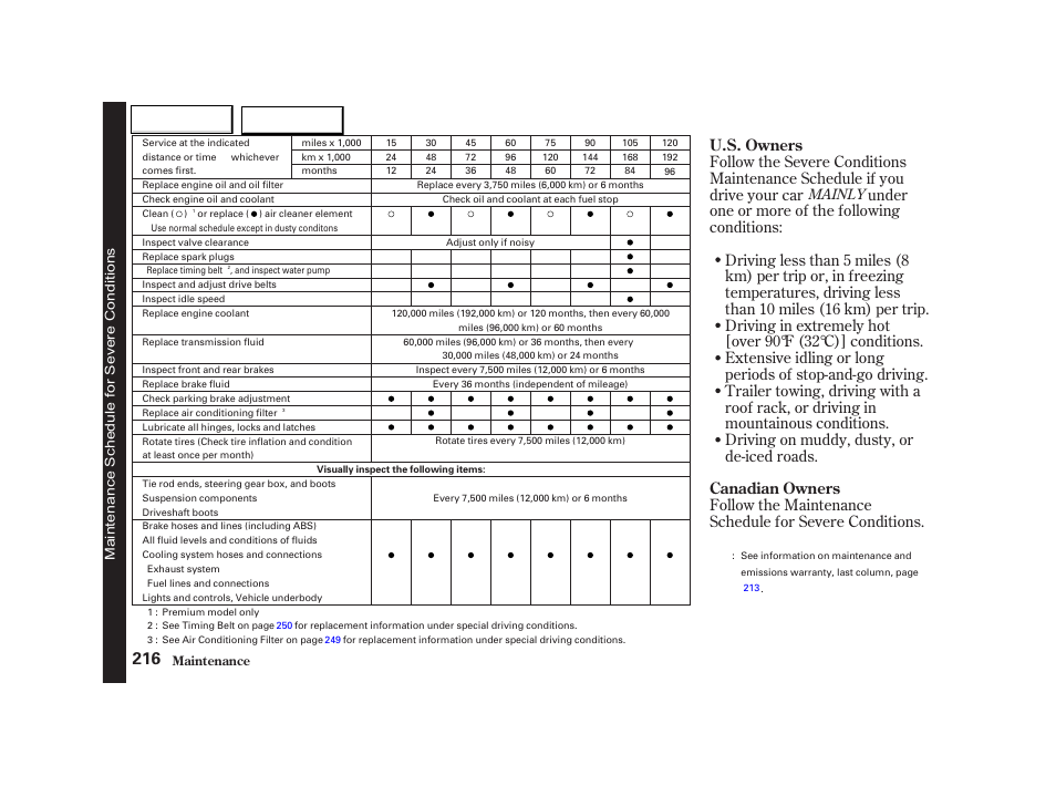 U.s. owners canadian owners, Mainly | Acura 2002 TL - Owner's Manual User Manual | Page 219 / 339