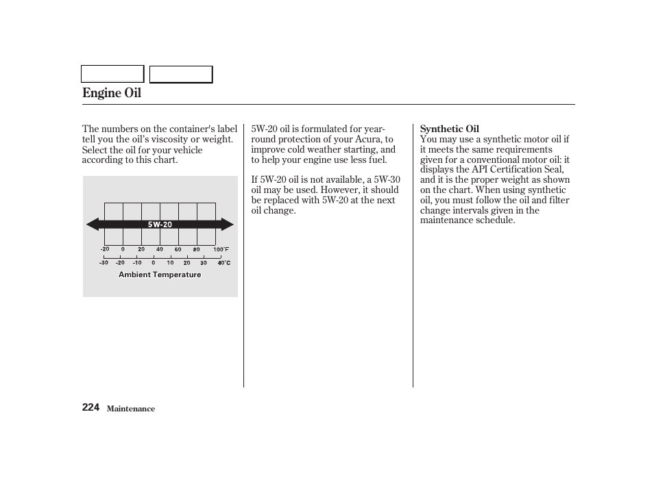 Engine oil | Acura 2002 TL - Owner's Manual User Manual | Page 227 / 339