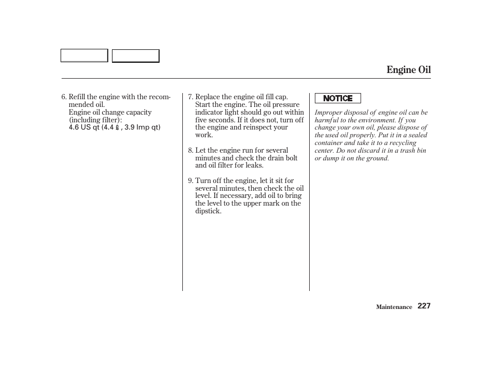 Engine oil | Acura 2002 TL - Owner's Manual User Manual | Page 230 / 339