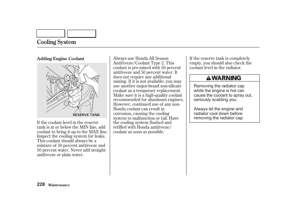 Cooling system | Acura 2002 TL - Owner's Manual User Manual | Page 231 / 339