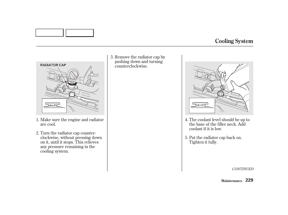 Cooling system | Acura 2002 TL - Owner's Manual User Manual | Page 232 / 339