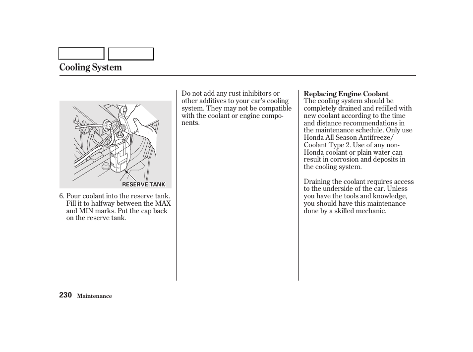 Cooling system | Acura 2002 TL - Owner's Manual User Manual | Page 233 / 339