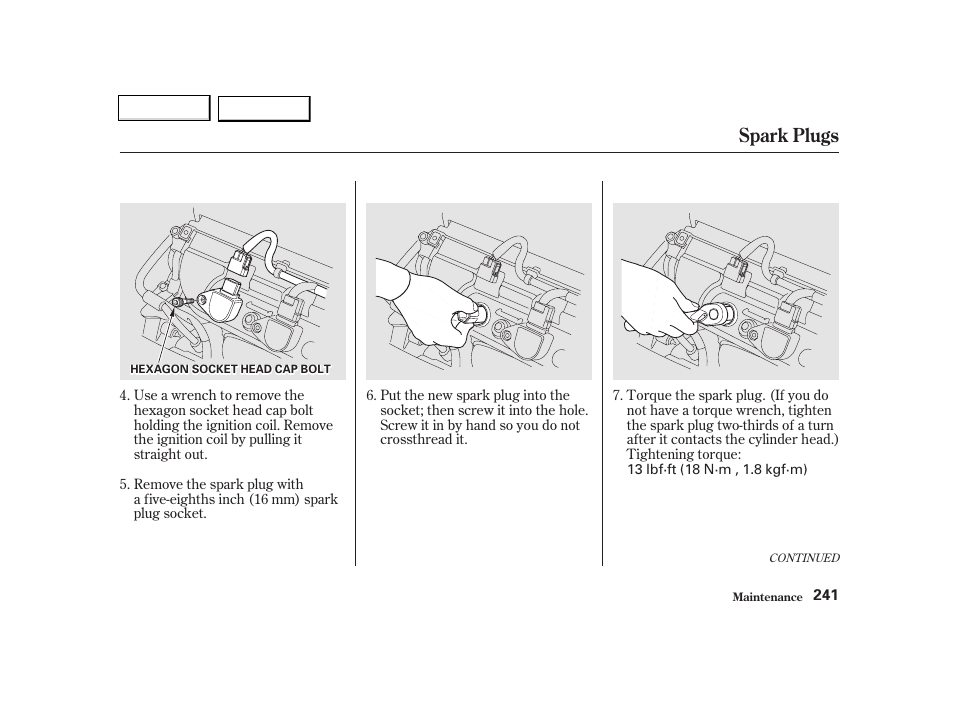 Spark plugs | Acura 2002 TL - Owner's Manual User Manual | Page 244 / 339