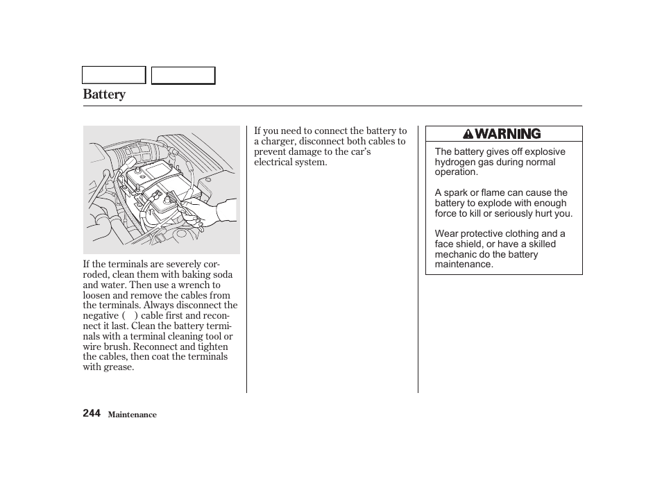 Battery | Acura 2002 TL - Owner's Manual User Manual | Page 247 / 339