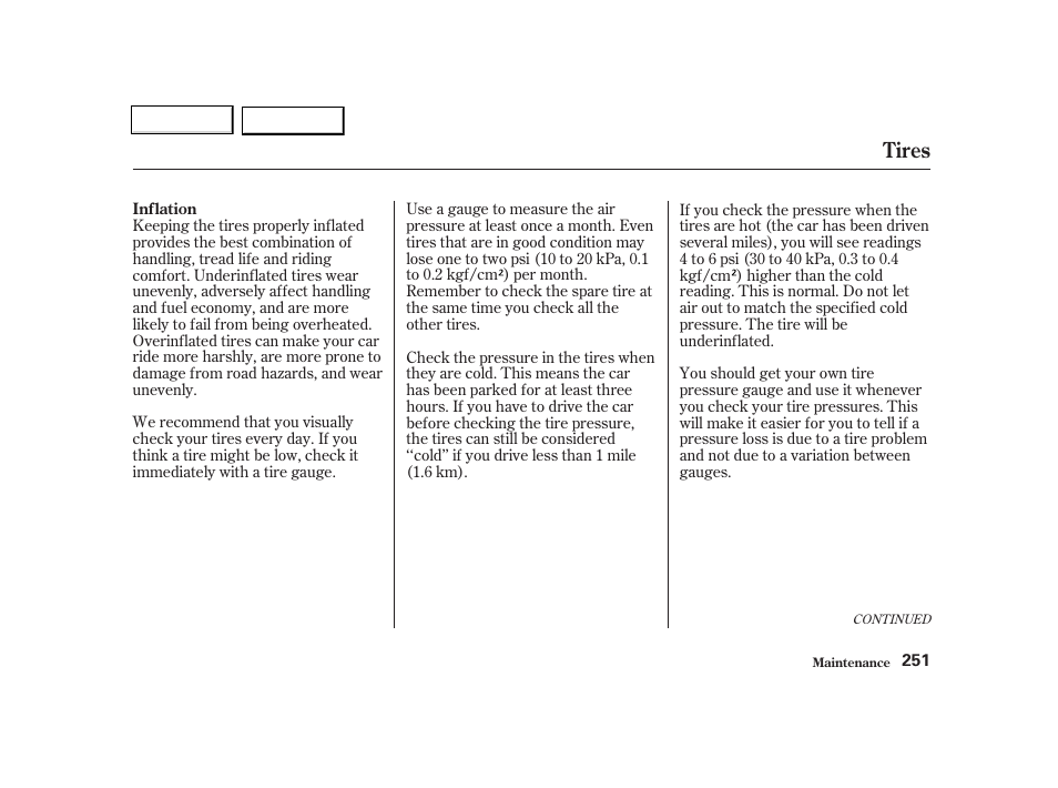 Tires | Acura 2002 TL - Owner's Manual User Manual | Page 254 / 339
