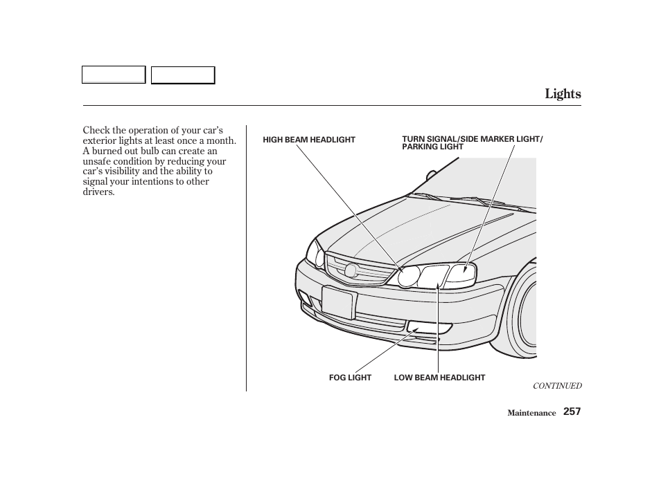 Lights | Acura 2002 TL - Owner's Manual User Manual | Page 260 / 339