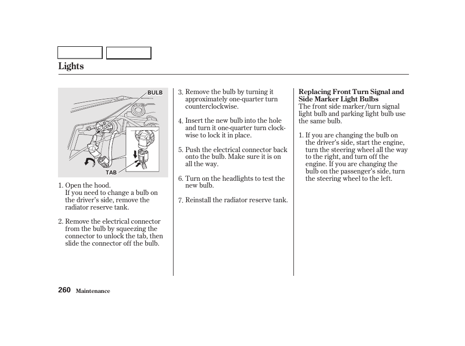 Lights | Acura 2002 TL - Owner's Manual User Manual | Page 263 / 339