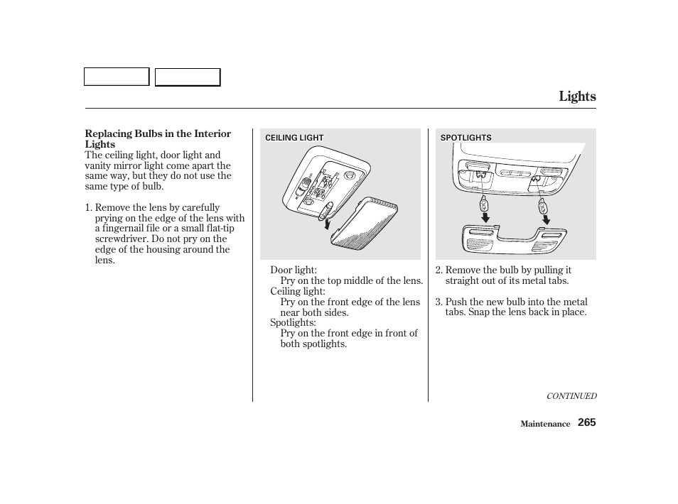 Lights | Acura 2002 TL - Owner's Manual User Manual | Page 268 / 339