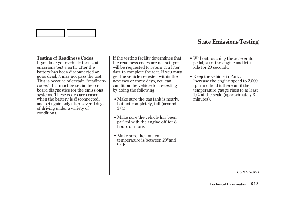 State emissions testing | Acura 2002 TL - Owner's Manual User Manual | Page 320 / 339