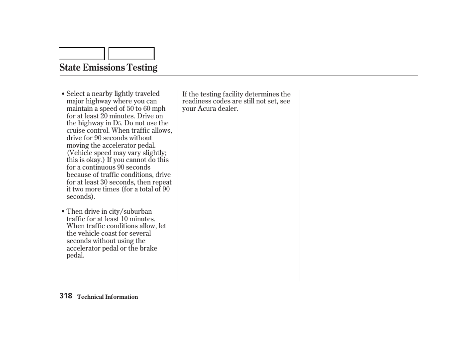 State emissions testing | Acura 2002 TL - Owner's Manual User Manual | Page 321 / 339