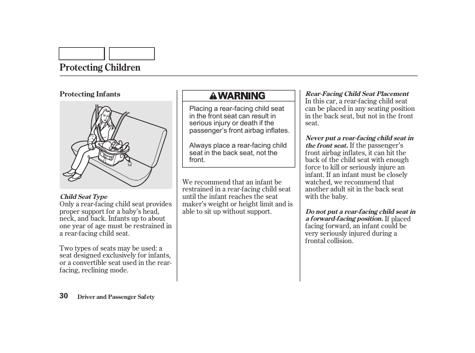 Protecting children | Acura 2002 TL - Owner's Manual User Manual | Page 33 / 339