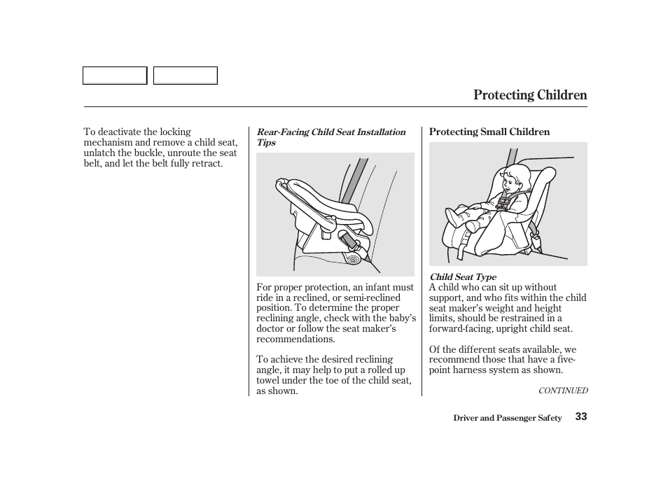 Protecting children | Acura 2002 TL - Owner's Manual User Manual | Page 36 / 339