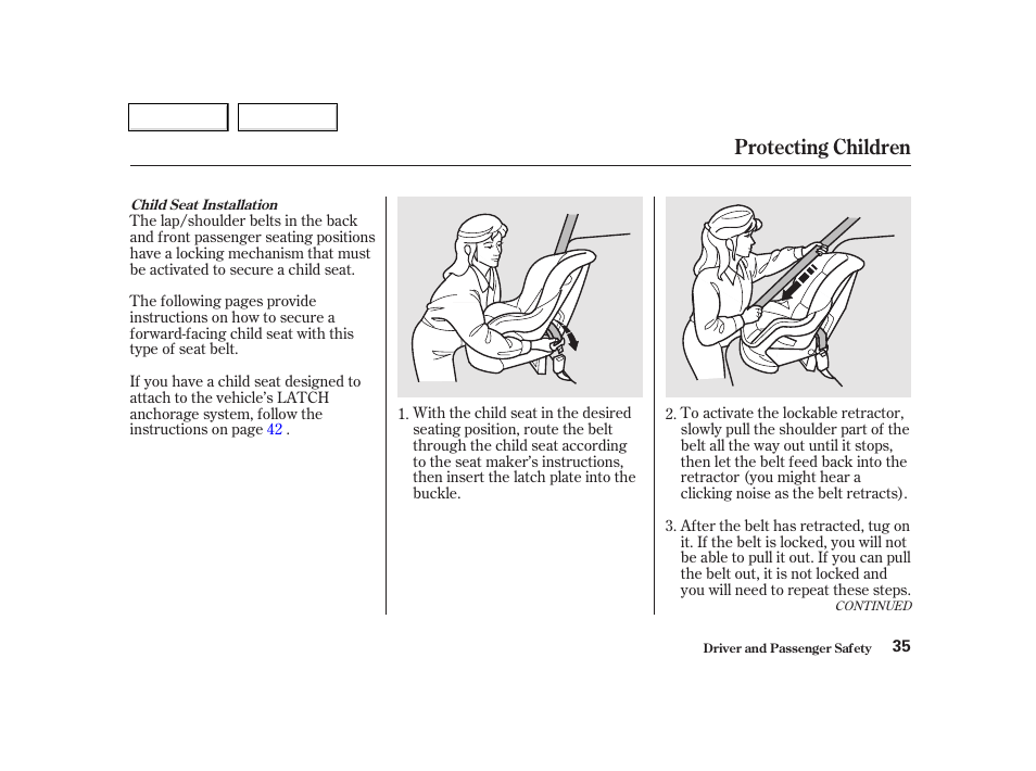 Protecting children | Acura 2002 TL - Owner's Manual User Manual | Page 38 / 339