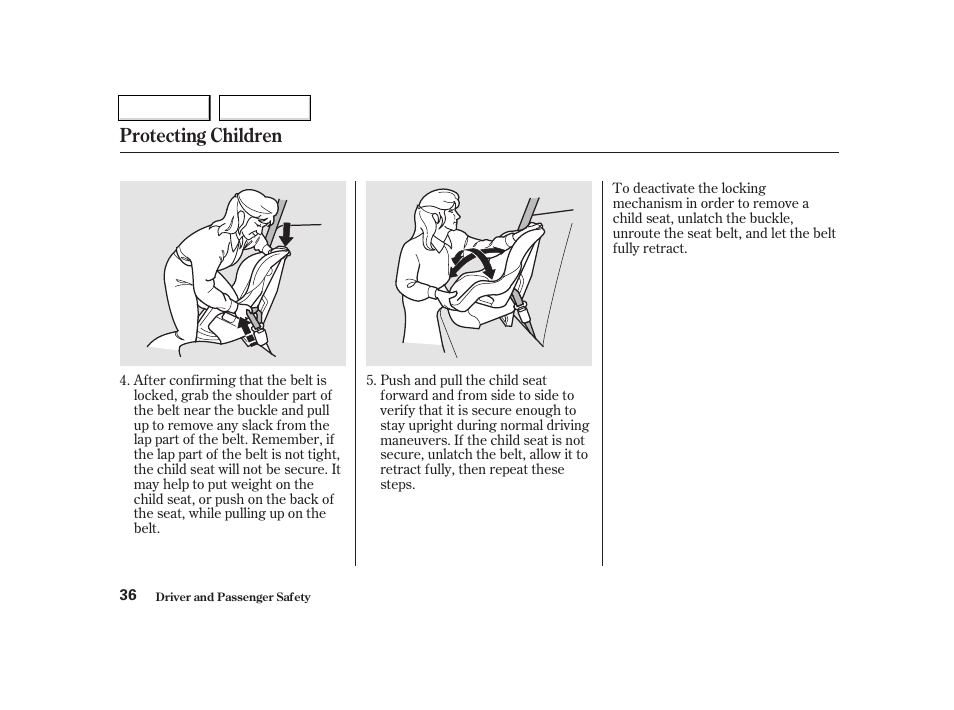 Protecting children | Acura 2002 TL - Owner's Manual User Manual | Page 39 / 339