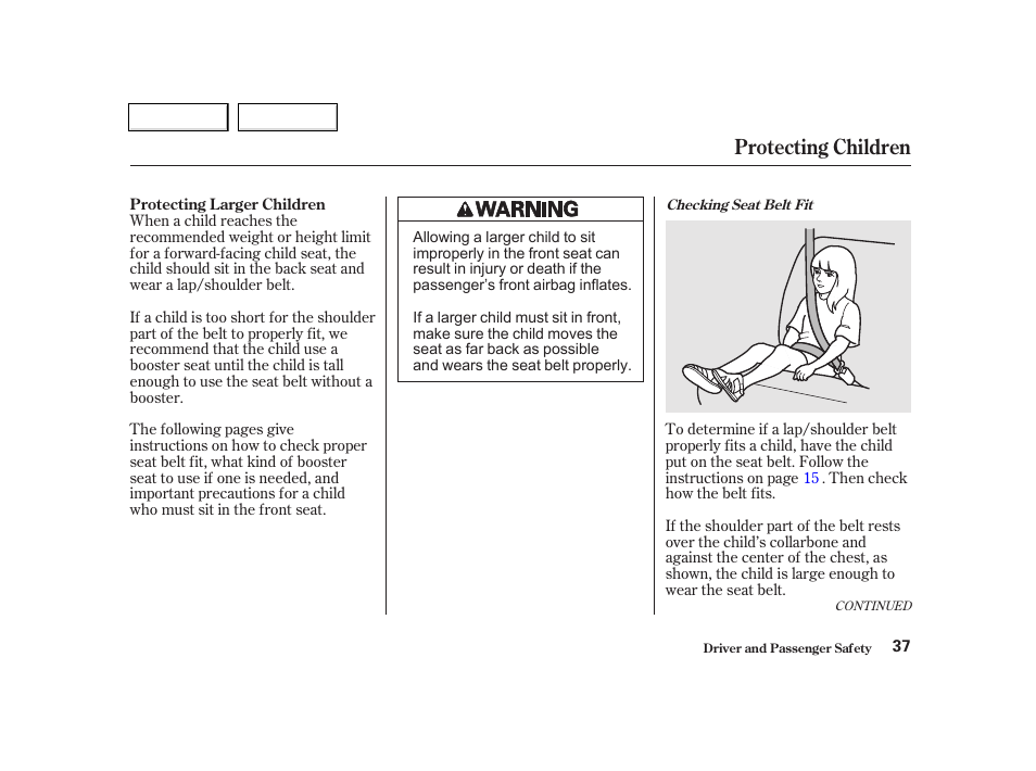 Protecting children | Acura 2002 TL - Owner's Manual User Manual | Page 40 / 339