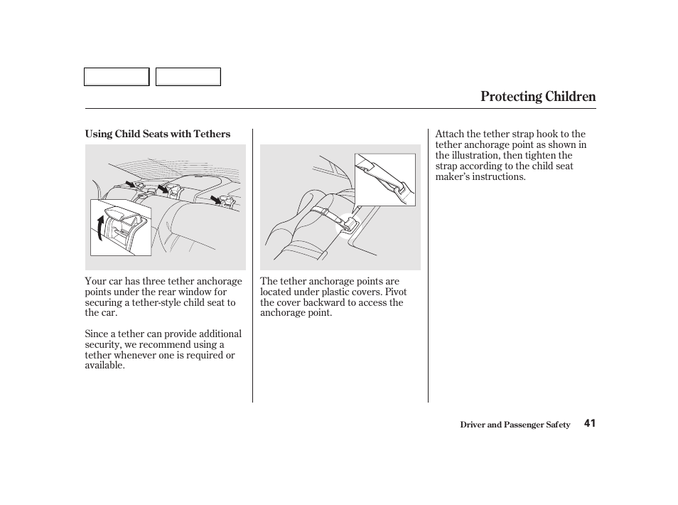 Protecting children | Acura 2002 TL - Owner's Manual User Manual | Page 44 / 339