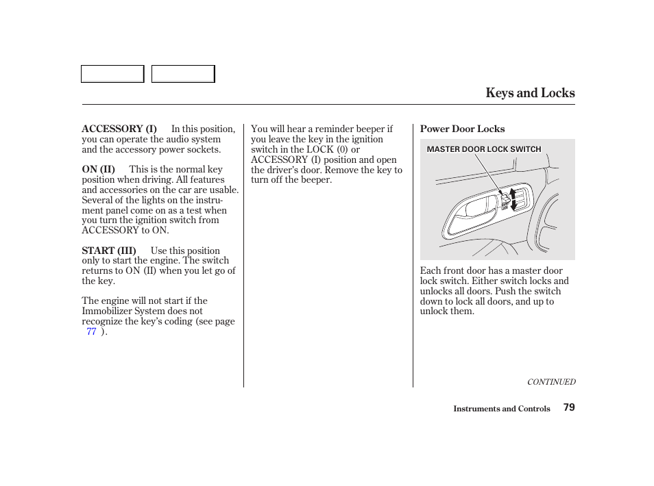 Keys and locks | Acura 2002 TL - Owner's Manual User Manual | Page 82 / 339