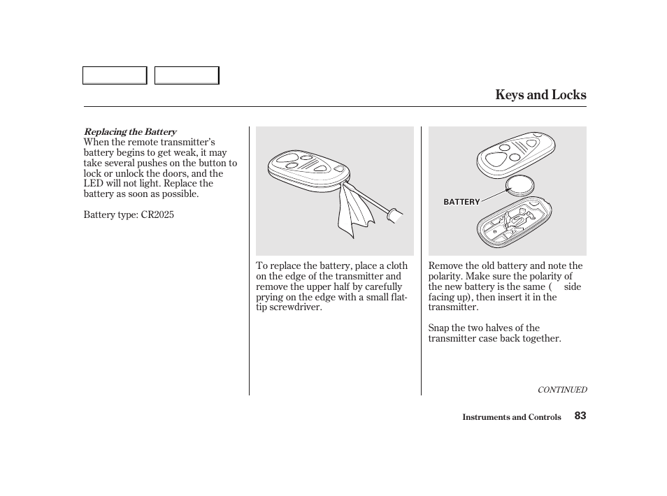 Keys and locks | Acura 2002 TL - Owner's Manual User Manual | Page 86 / 339