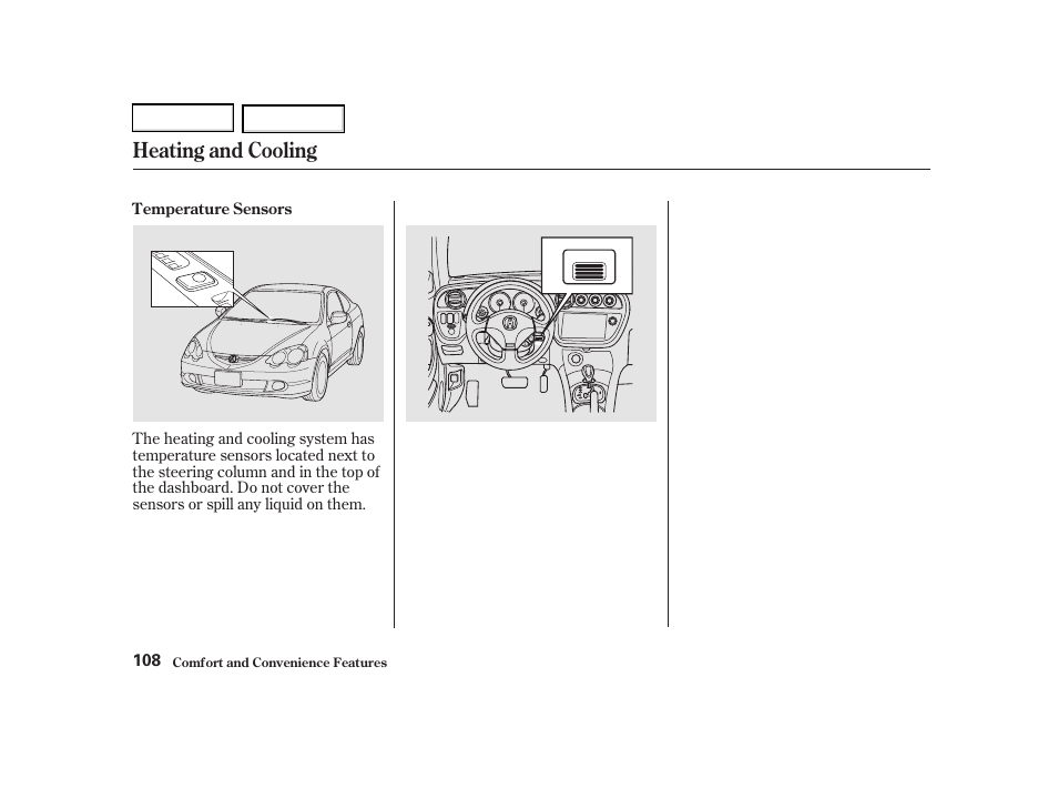 Heating and cooling | Acura 2002 RSX - Owner's Manual User Manual | Page 111 / 320
