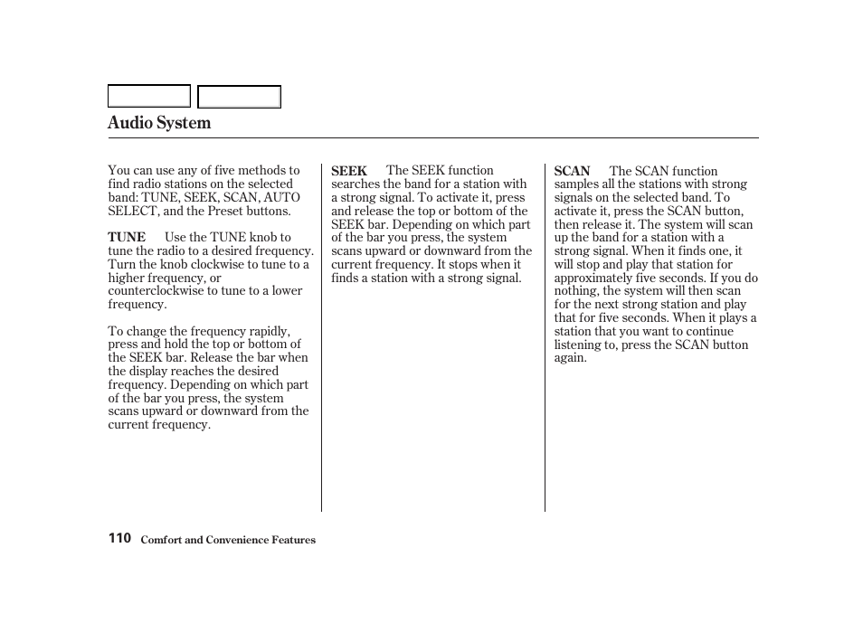 Audio system | Acura 2002 RSX - Owner's Manual User Manual | Page 113 / 320