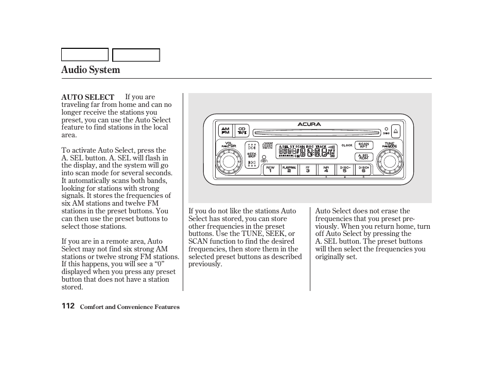 Audio system | Acura 2002 RSX - Owner's Manual User Manual | Page 115 / 320