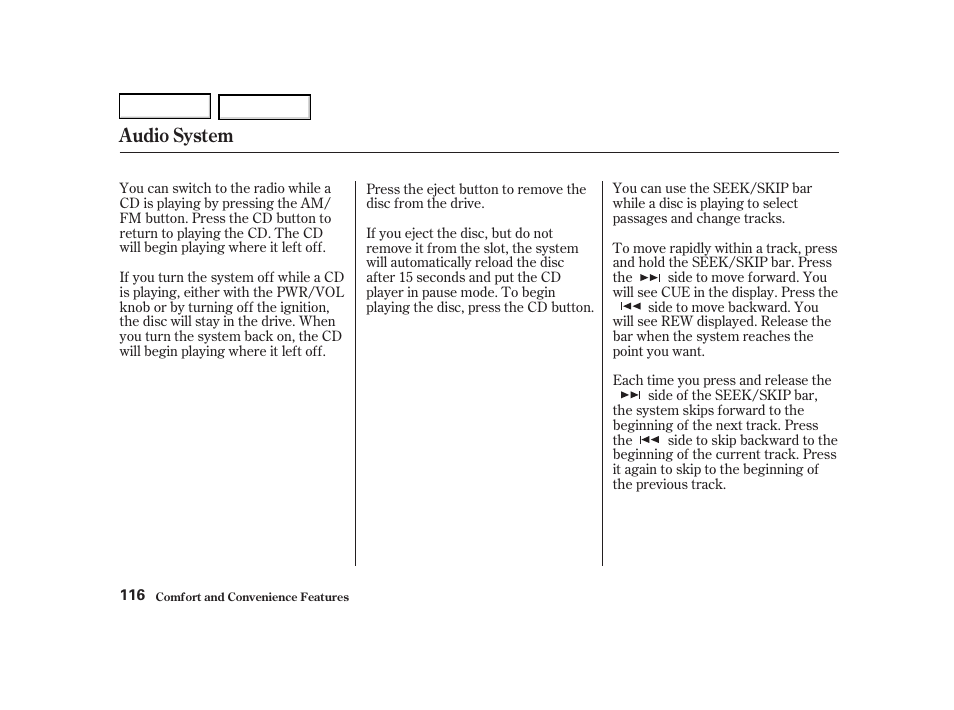 Audio system | Acura 2002 RSX - Owner's Manual User Manual | Page 119 / 320