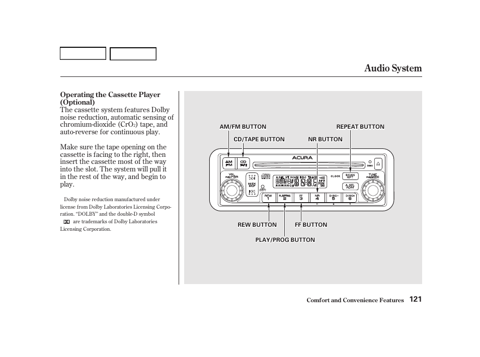 Audio system | Acura 2002 RSX - Owner's Manual User Manual | Page 124 / 320