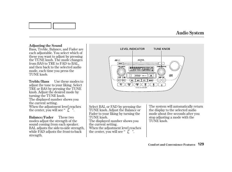 Audio system | Acura 2002 RSX - Owner's Manual User Manual | Page 132 / 320
